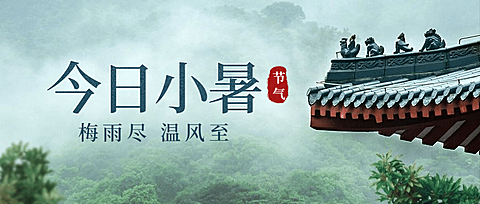 小暑节气中国风绿植实景公众号首图
