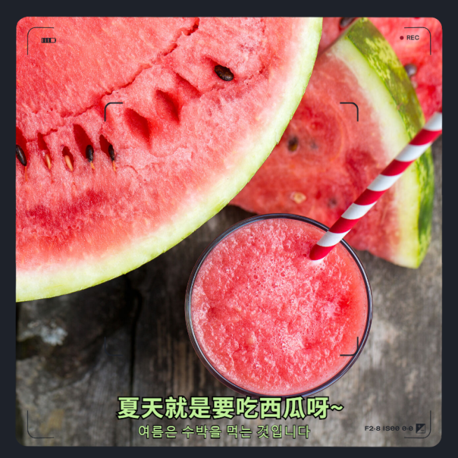 简约取景框西瓜美食记录预览效果