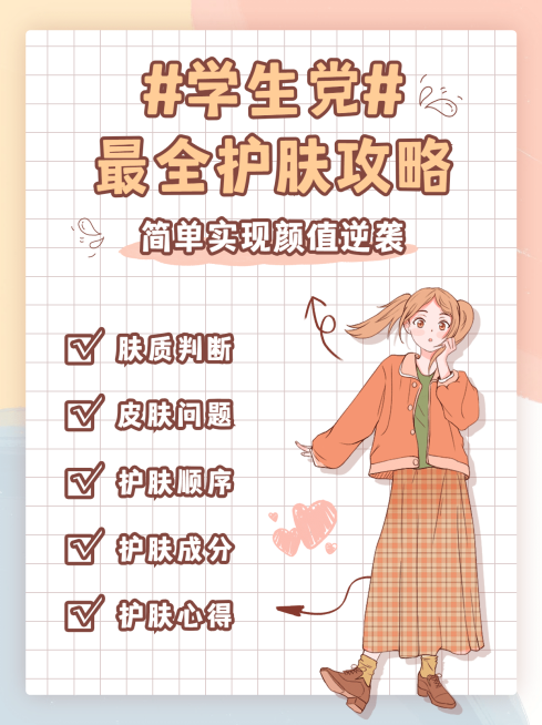 小红书配图护肤知识百科标签学生党预览效果