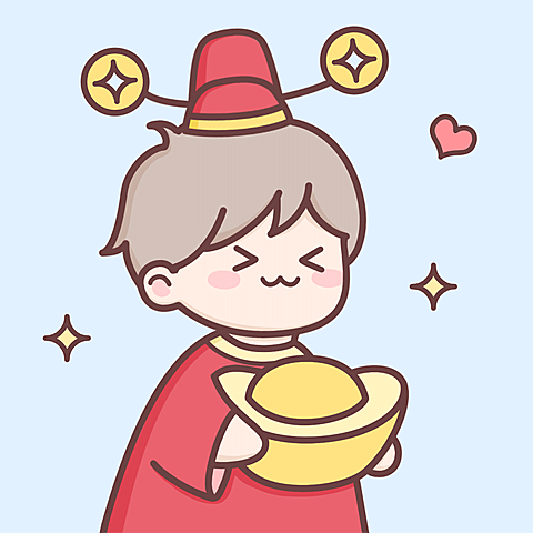 迎财神可爱插画人像情侣微信头像