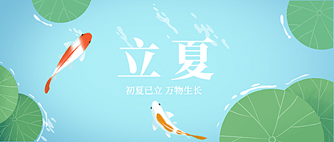 立夏节气祝福夏天荷叶公众号首图