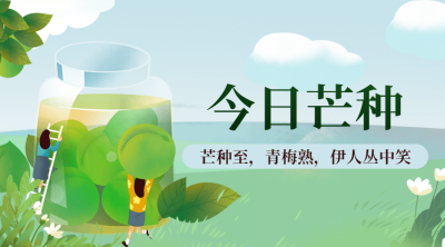 芒种节气祝福青梅煮酒习俗横版海报
