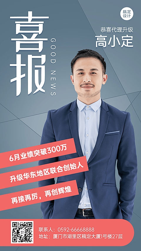代理升级喜报表彰手机海报