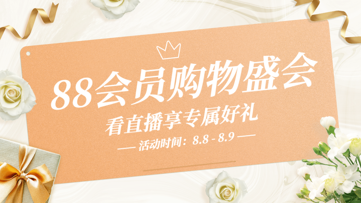 简约精致88会员节促销海报banner预览效果