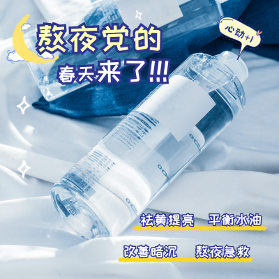 卡通熬夜党必备美容美妆产品展示