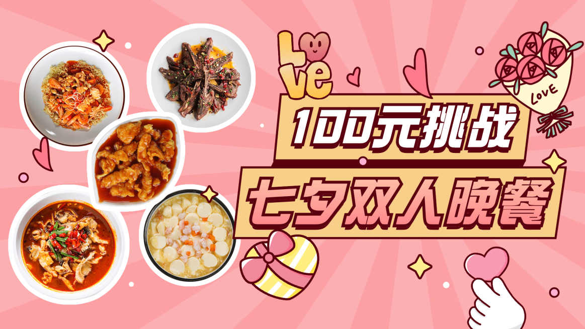 七夕餐饮美食攻略指南简约海报banner预览效果
