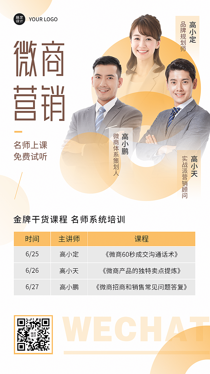 微商培训多人海报展示营销