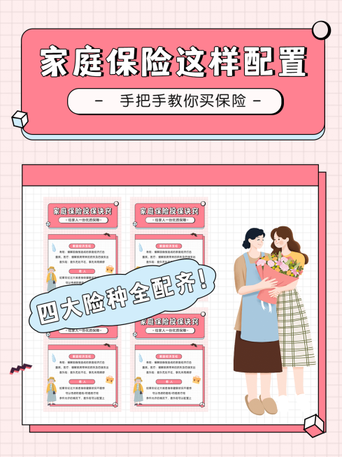 金融保险科普小红书封面配图套系预览效果