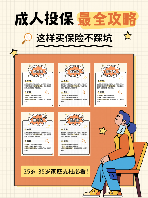 金融保险科普小红书封面配图套系预览效果