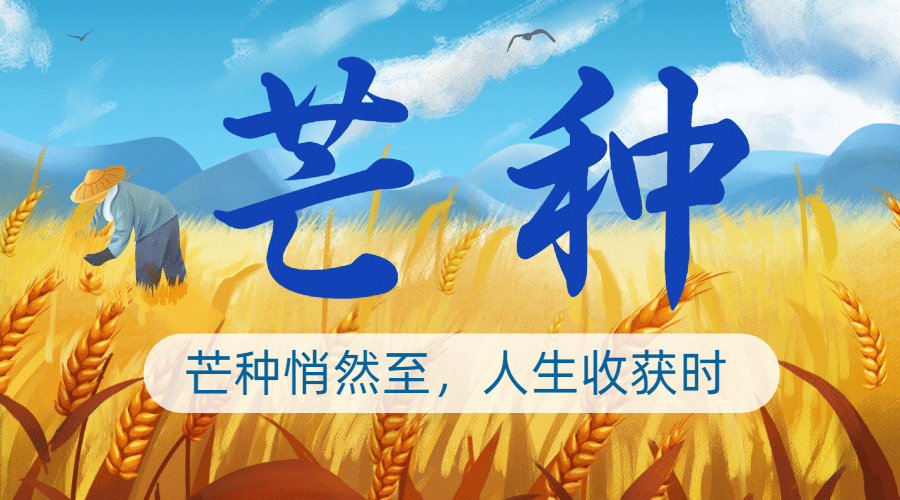 芒种节气祝福农耕丰收横版海报预览效果