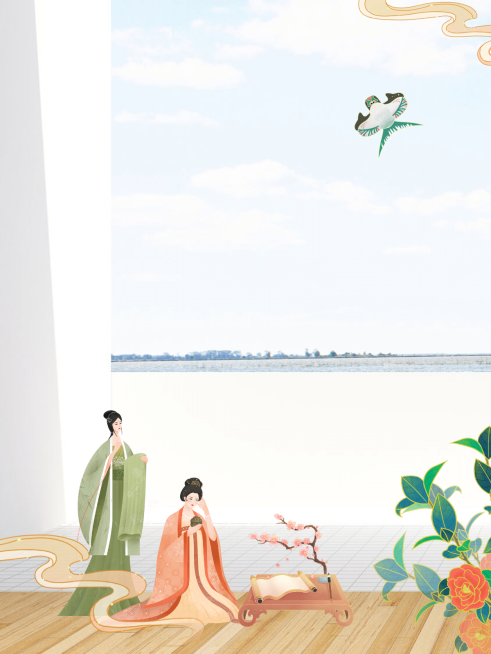 古风手绘风筝人物晒照预览效果