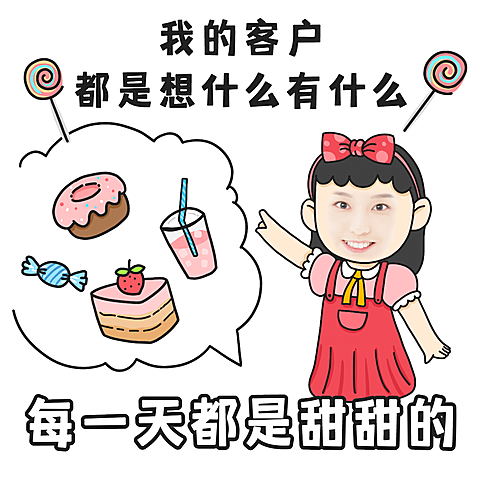 微商营销表情包客户手绘糖蛋糕女孩
