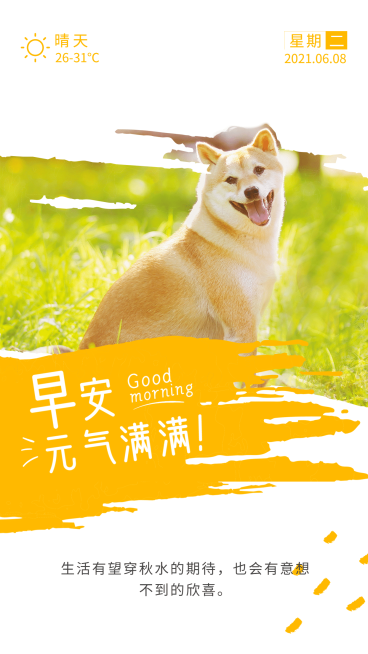 实景合成简约早安正能量问候预览效果