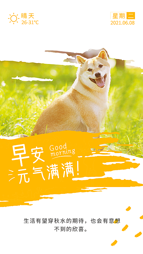实景合成简约早安正能量问候