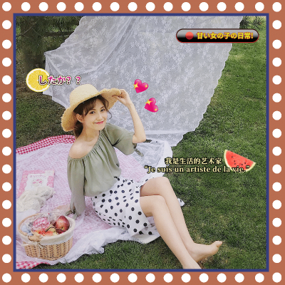 手绘边框夏季少女清新晒照