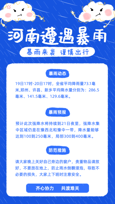 暴雨预警天气预报手机海报预览效果