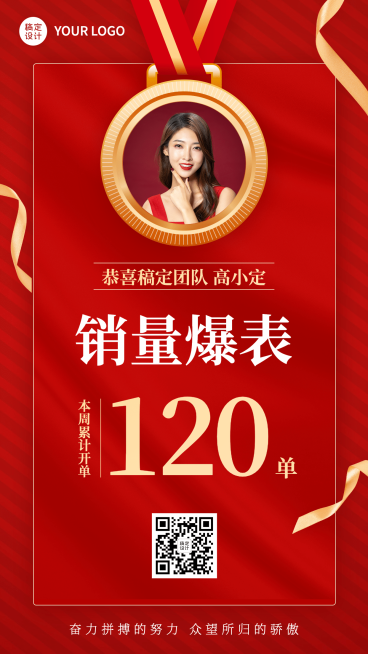喜庆个人喜报金牌开单数量预览效果