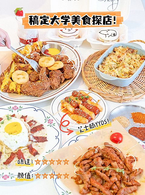 餐饮美食探店打卡实景小红书封面配图