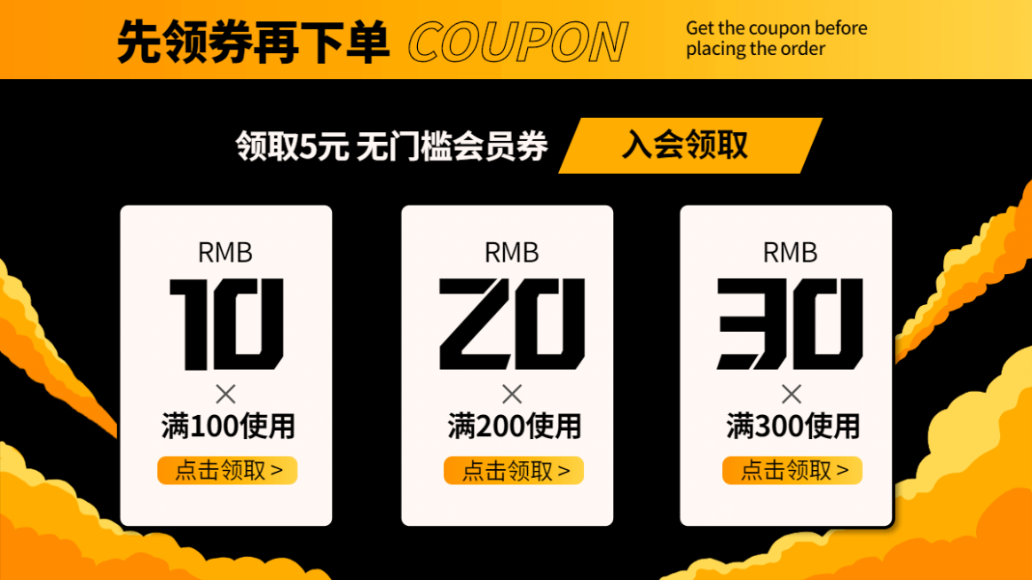 潮流时尚优惠券海报banner预览效果