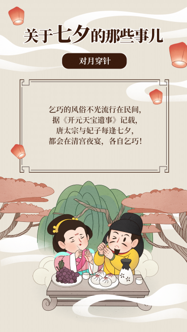 七夕节习俗科普中国风套系手机海报预览效果