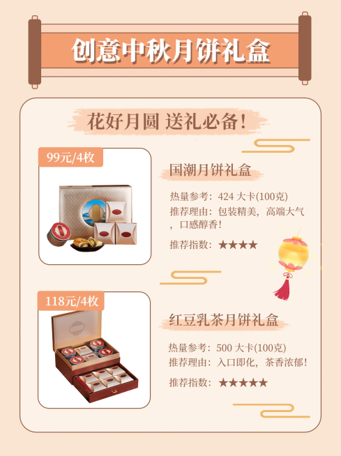 中秋节简约月饼推荐小红书封面配图预览效果
