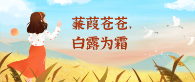 白露节气祝福白鹭鸟手绘公众号首图