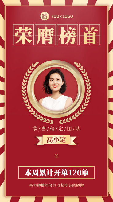 个人喜报荣誉榜首开单量预览效果