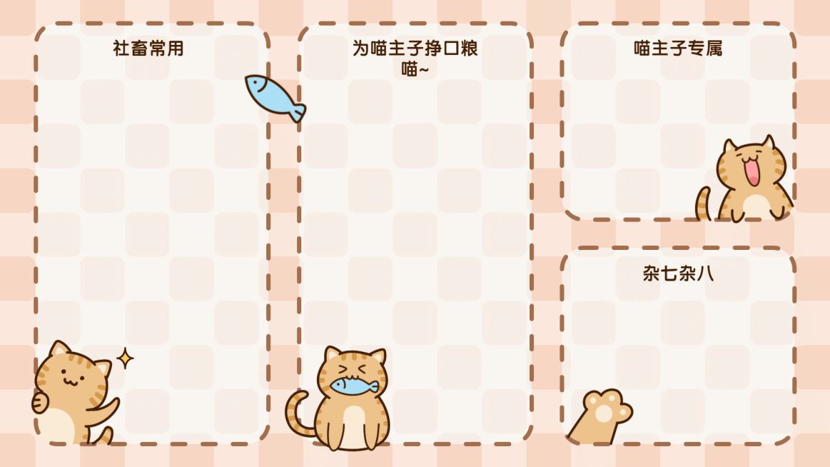 打工人社畜可爱猫咪电脑分区壁纸预览效果