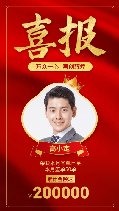 喜庆月初营销业绩表彰喜报