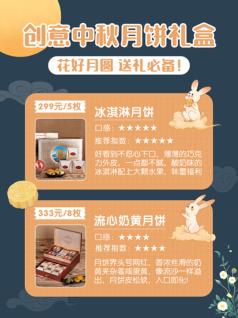 中秋节古风国潮月饼测评小红书配图