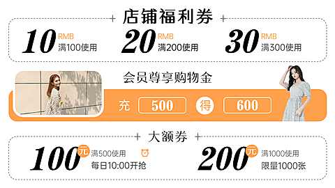 潮流女装促销优惠券海报banner