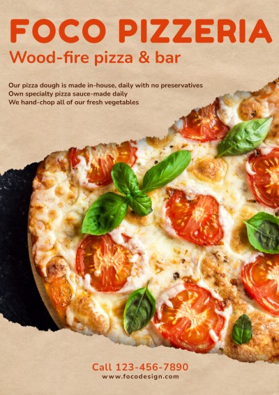 Fashion Style Paper Tear Italian Restaurant Pizza Valentine's Day Promotion Flyer