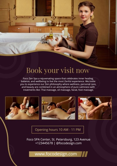 Luxury Style Gold Line Element Massage SPA Grand Opening Propaganda Flyer