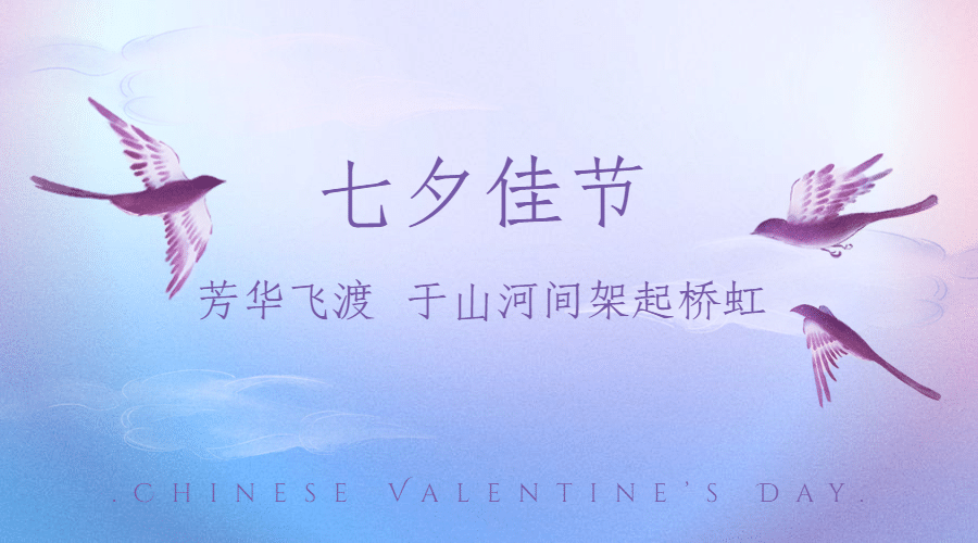 七夕情人节祝福简约创意横版海报预览效果