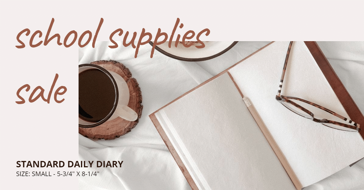 Literary Style School Supplies Sale NoteBook Display Ecommerce Banner预览效果