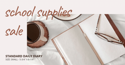 Literary Style School Supplies Sale NoteBook Display Ecommerce Banner