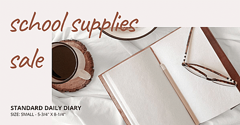 Literary Style School Supplies Sale NoteBook Display Ecommerce Banner