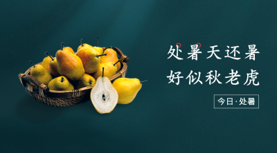 处暑节气祝福食谱习俗横版海报