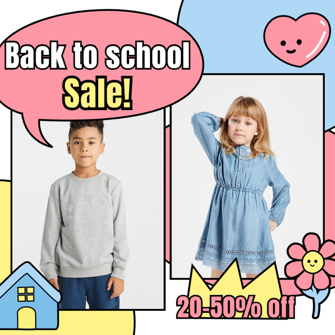 Black Line Stroke Cute Children's Clothing Promotion Ecommerce Product Image预览效果