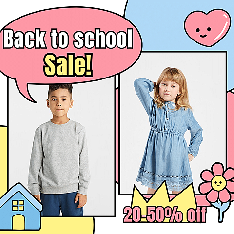 Black Line Stroke Cute Children's Clothing Promotion Ecommerce Product Image
