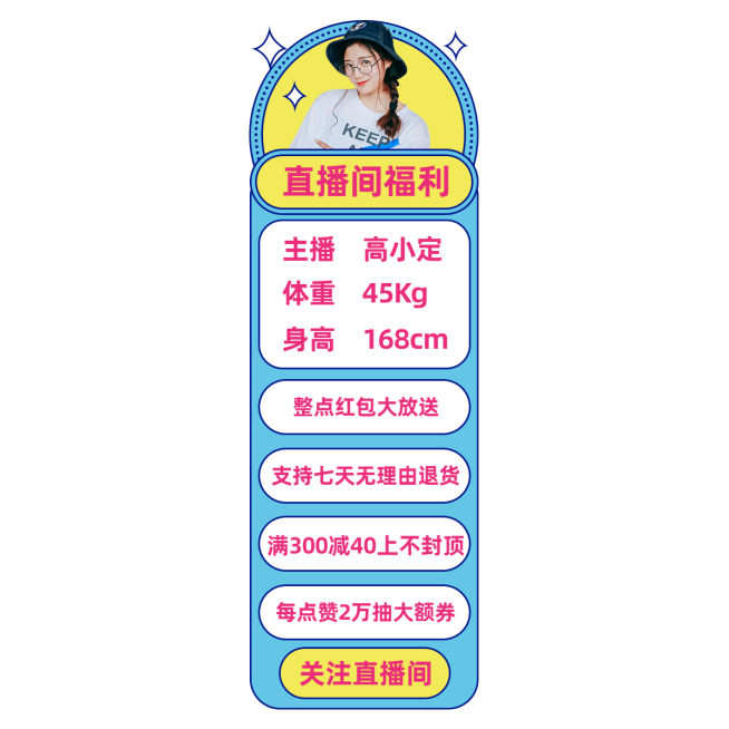 卡通主播信息直播间贴片预览效果