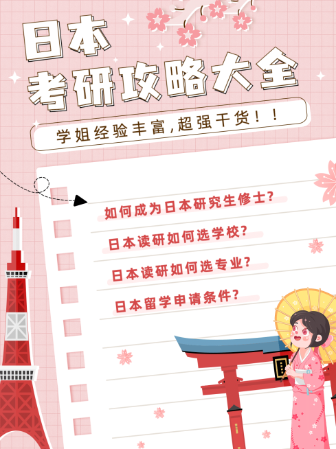 考研留学攻略清新可爱小红书配图预览效果