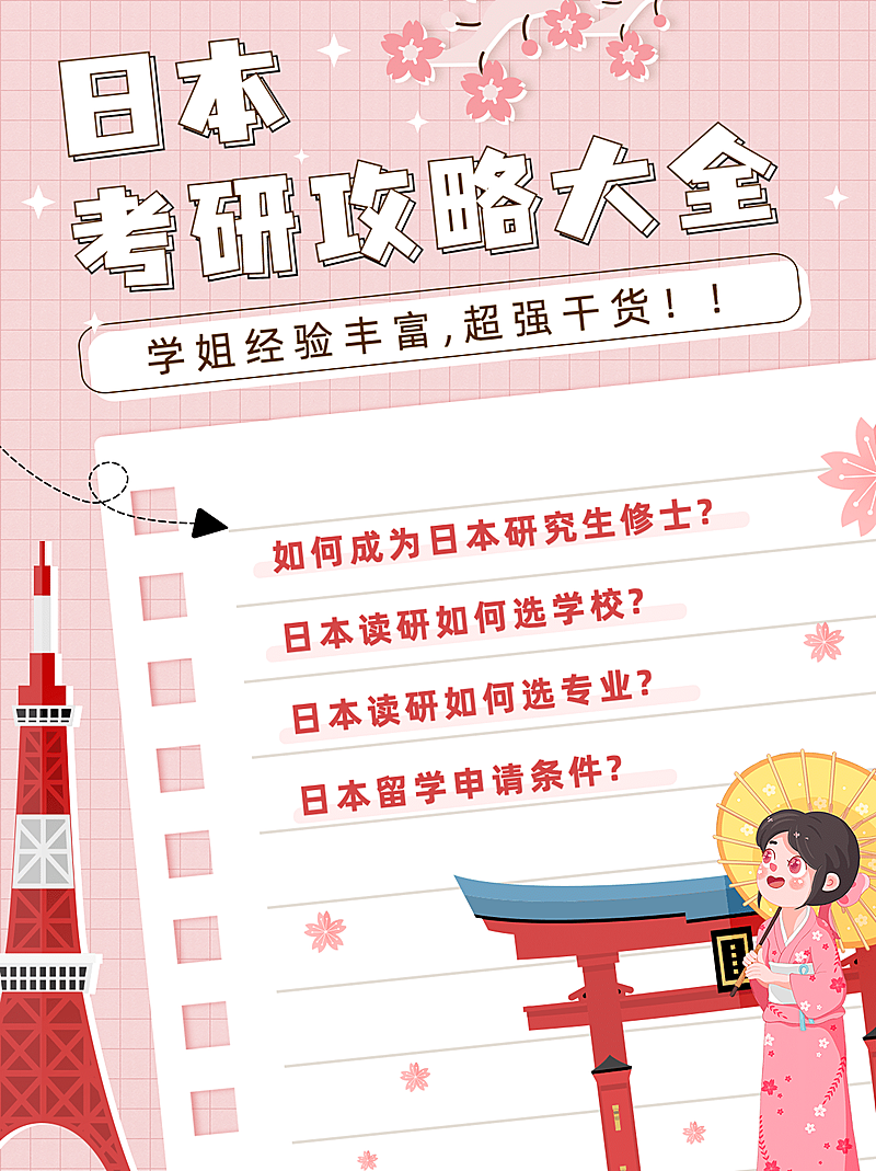 考研留学攻略清新可爱小红书配图