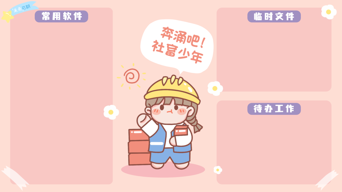 打工人趣味电脑桌面分区壁纸预览效果