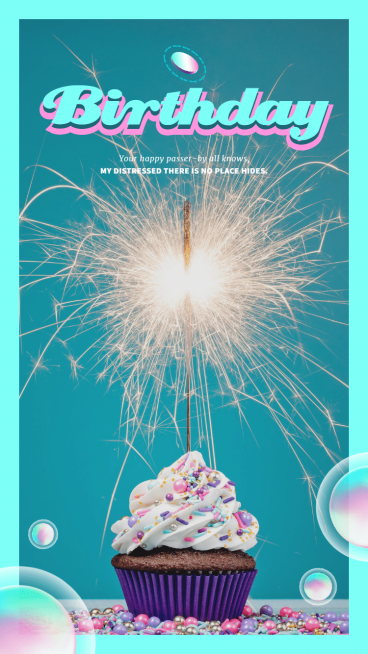 蒸汽波泡泡文字生日祝福plog预览效果