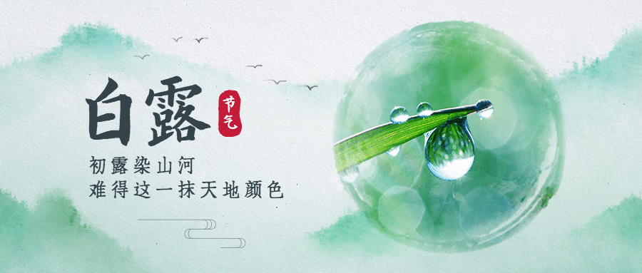 白露节气祝福水墨中国风公众号首图预览效果