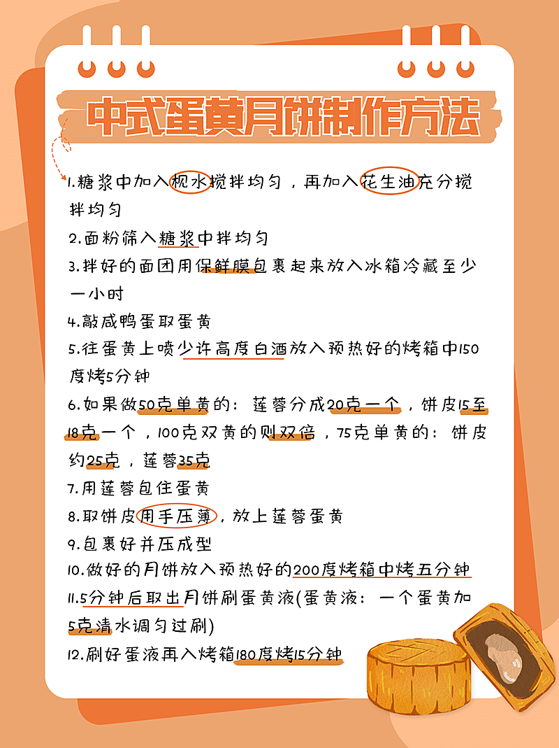 中秋节美食攻略指南卡通小红书配图