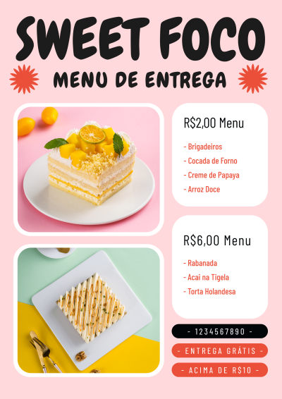 Portuguese Dessert Shop Takeout Menu