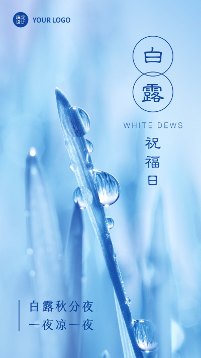 简约风白露节气祝福正能量