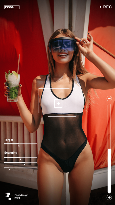 Fashionable Female Model Life Sharing Camera Simulation Instagram Story
